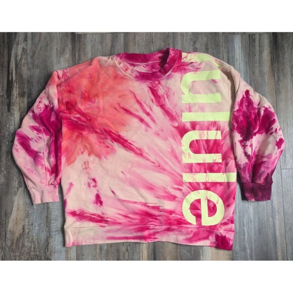 Lululemon Sweatshirt Perfectly Oversized Crew *Logo Pink Tie Dye Women's 10 - Picture 5 of 5
